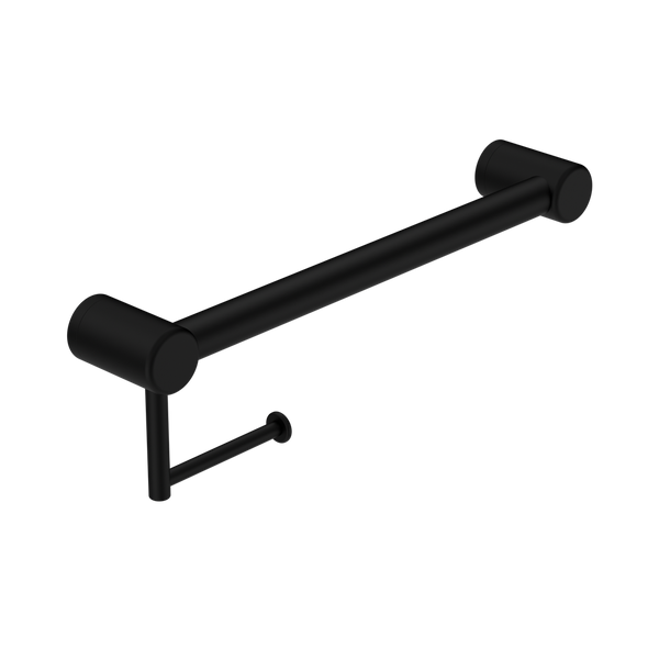 Nero Mecca Care 32Mm Grab Rail With Toilet Roll Holder 450Mm Matte Black