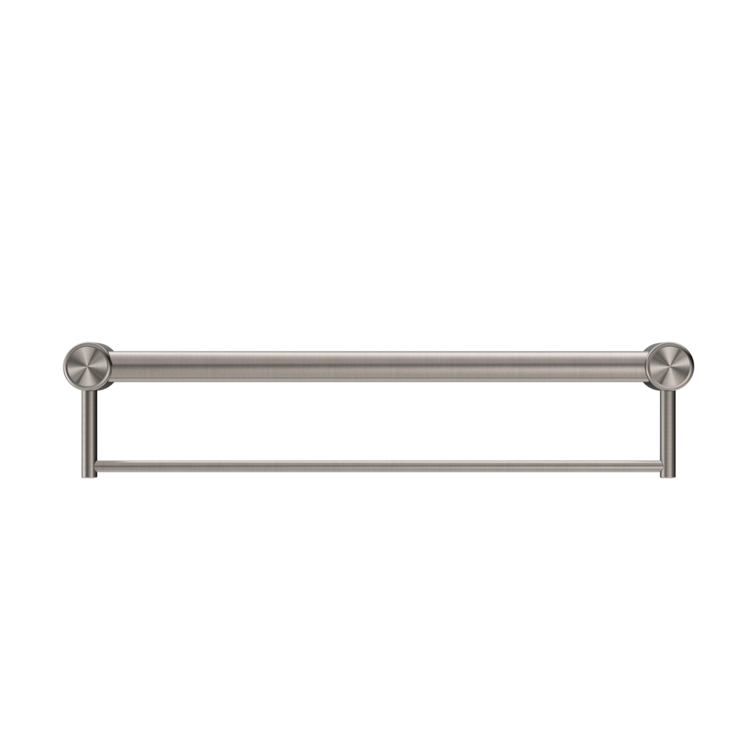 Nero Mecca Care 32Mm Grab Rail With Towel Holder 600Mm Brushed Nickel