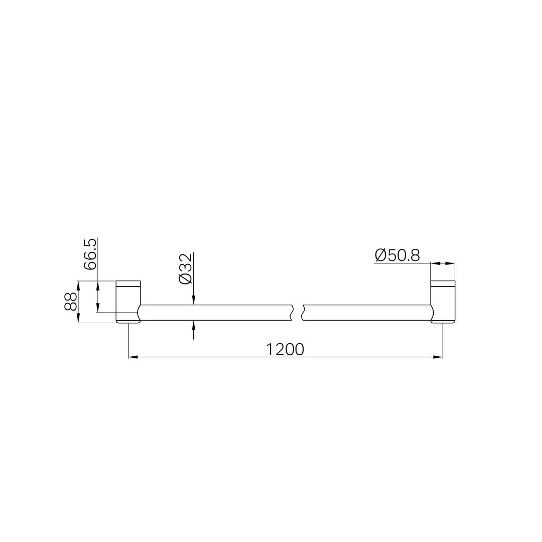 Nero Mecca Care 32mm Grab Rail 1200mm Chrome