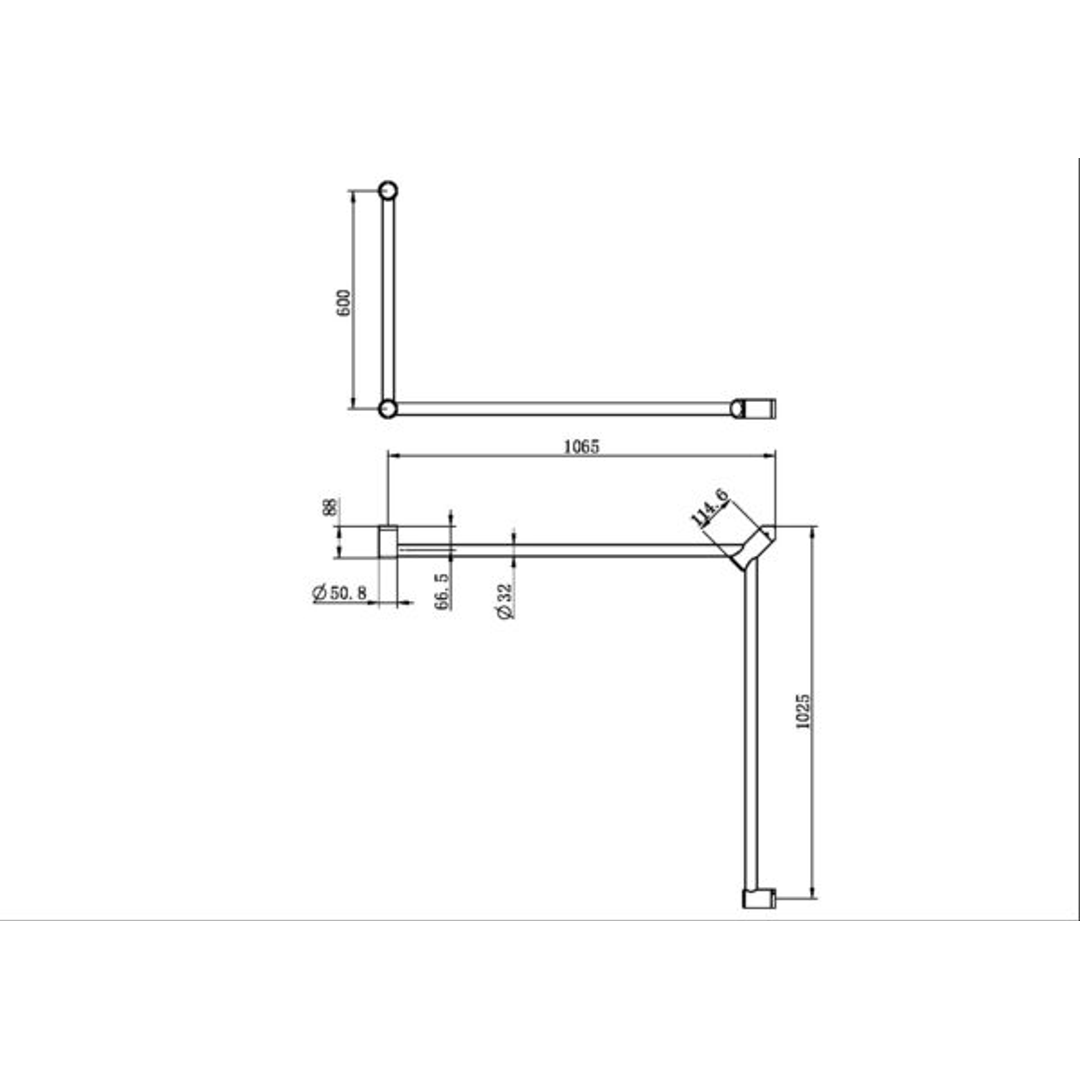 Nero Mecca Care 32mm Dda Toilet Grab Rail Set 90 Degree 600X1065X1025mm - Brushed Nickel