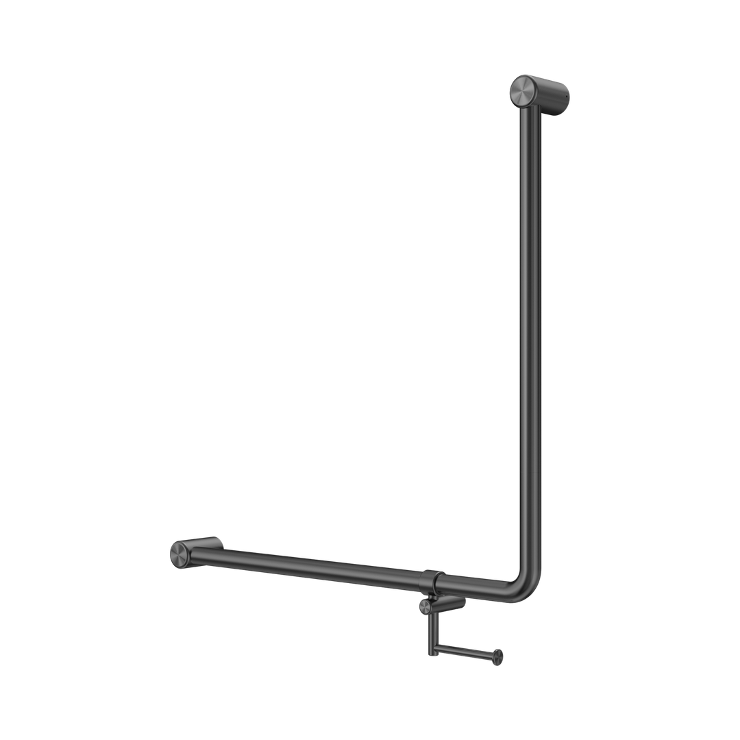 Nero Mecca Care 32Mm 90 Deg. Nz4121 Grab Rail 750X750Mm C/W Roll Holder Gun Metal