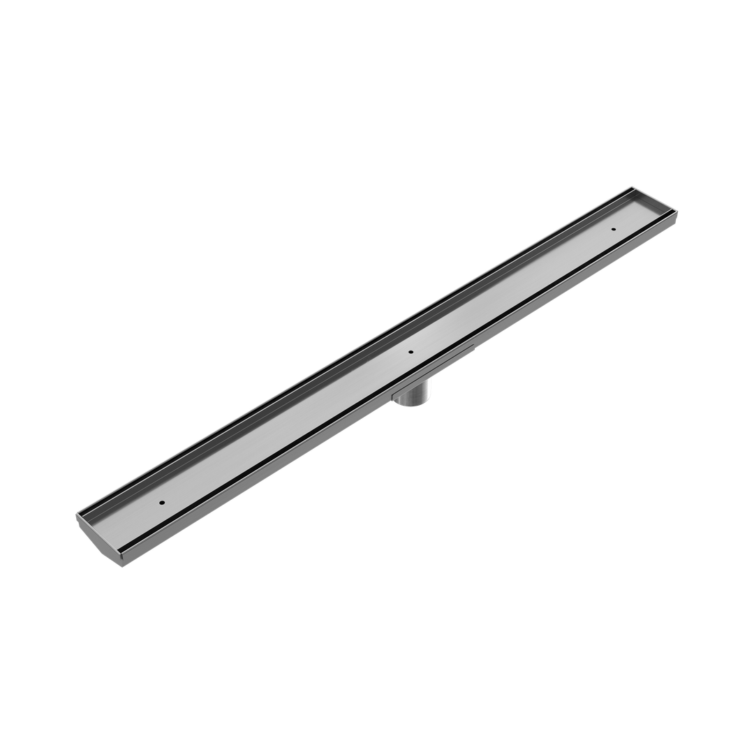 Nero Tile Insert V Channel 900X82Mm Floor Grate 50Mm Outlet Gun Metal