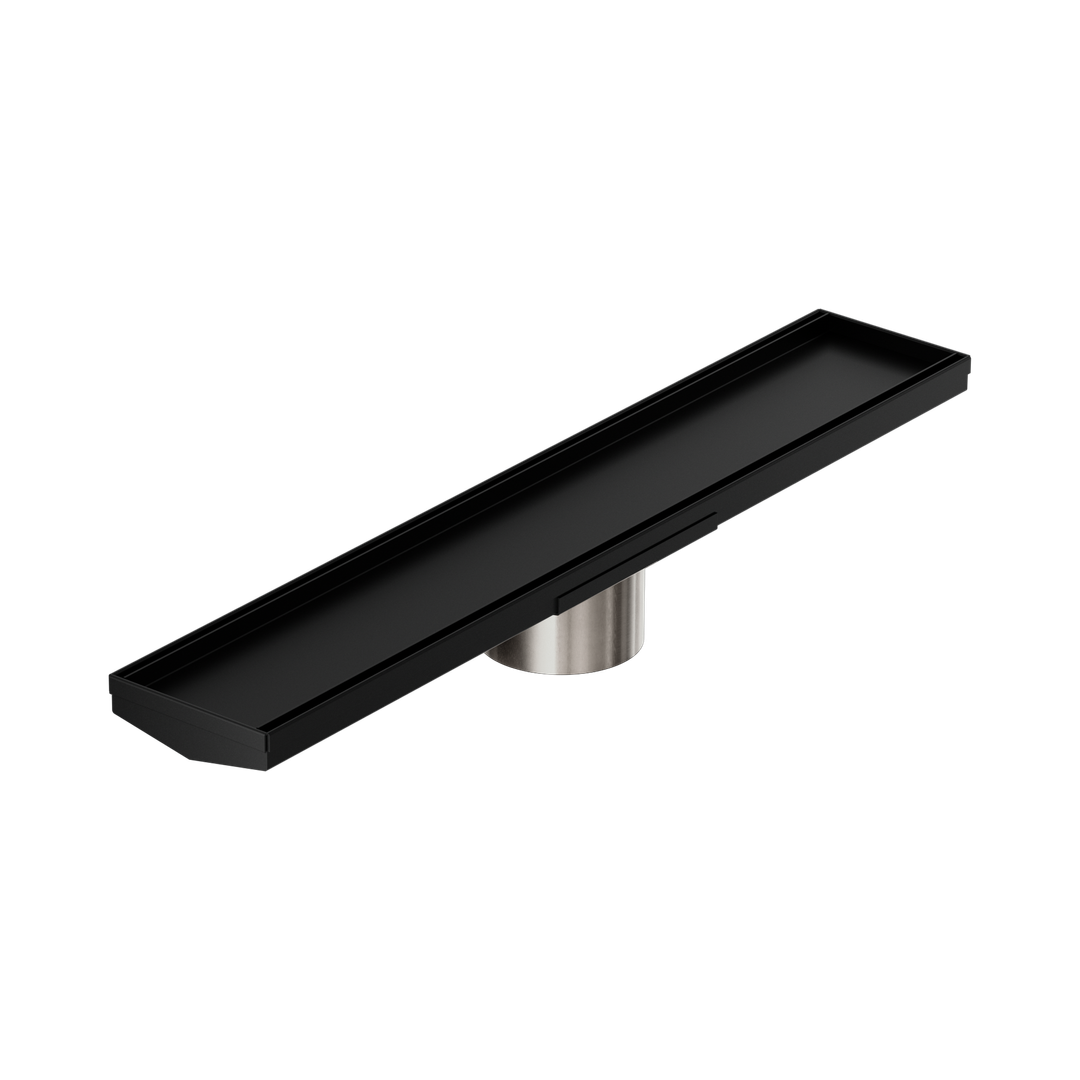 Nero Tile Insert V Channel 600X106Mm Floor Grate 90Mm Outlet Matte Black