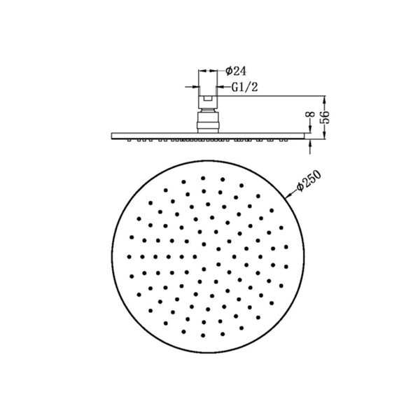 Nero 250Mm Round Shower Head Chrome