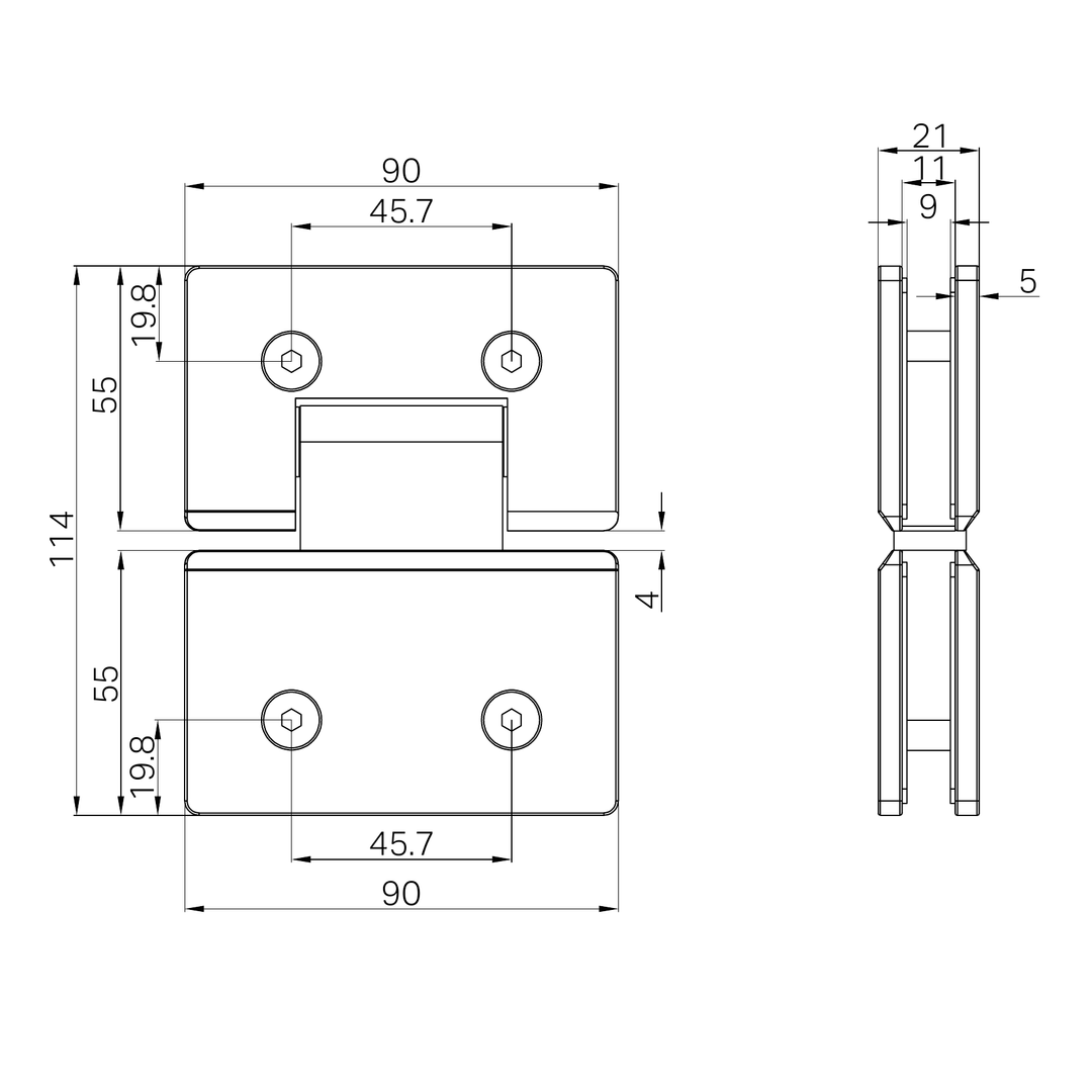 Nero 180 Degree Glass To Glass Shower Hinge 10Mm Glass Gun Metal