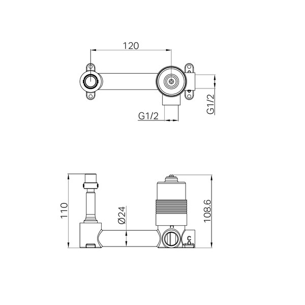 Nero Project 35Mm Universal Wall Basin/Bath Mixer Body Only