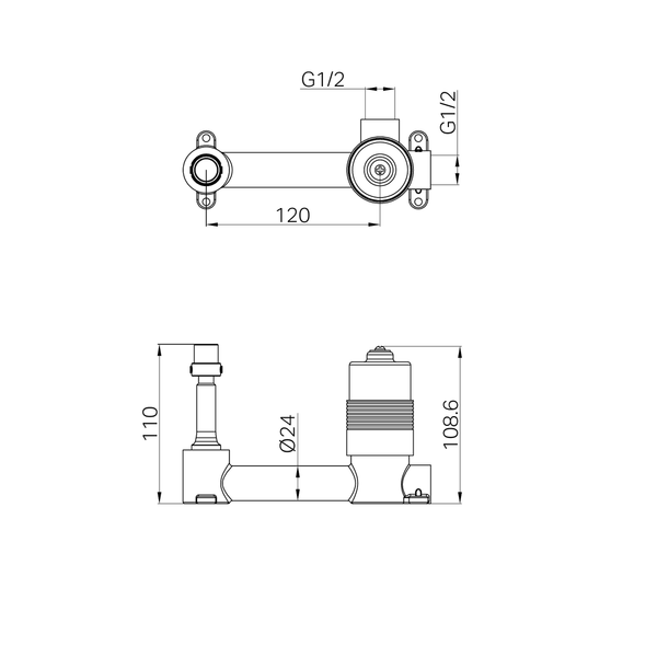 Nero Premium 35mm Universal Wall Basin/Bath Mixer Handle Up Body Only