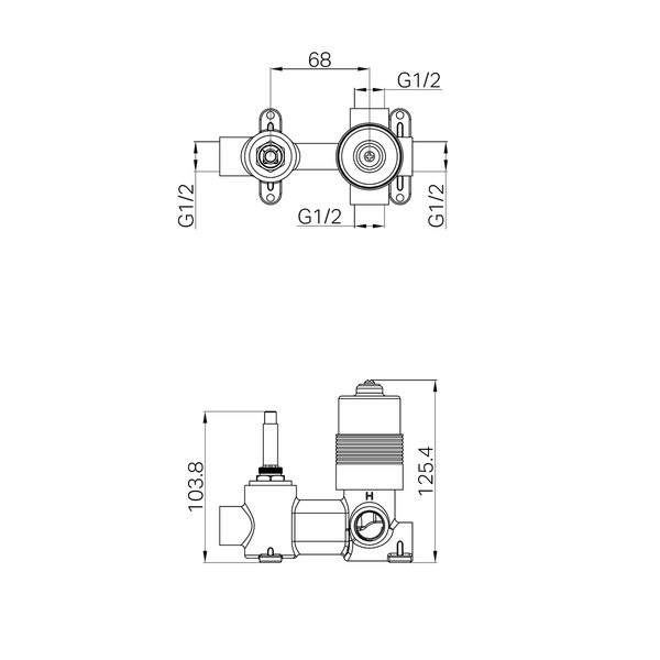 Nero Project 35mm Universal Shower Mixer With Divertor Body Only