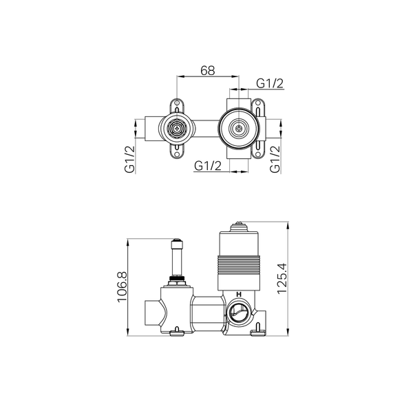 Nero Premium 35mm Universal Shower Mixer With Divertor Body Only