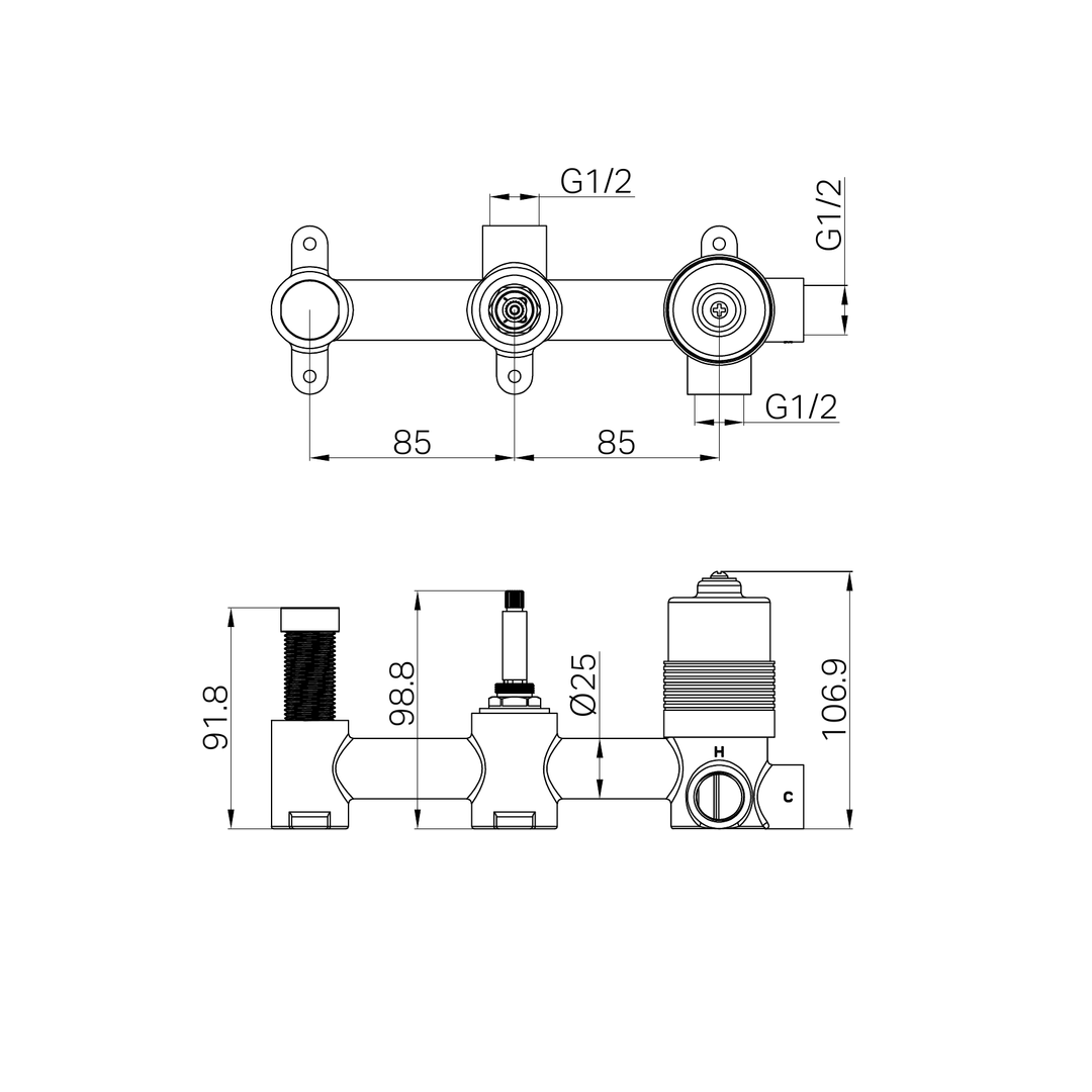 Nero Premium 35Mm Universal Shower System Body Only