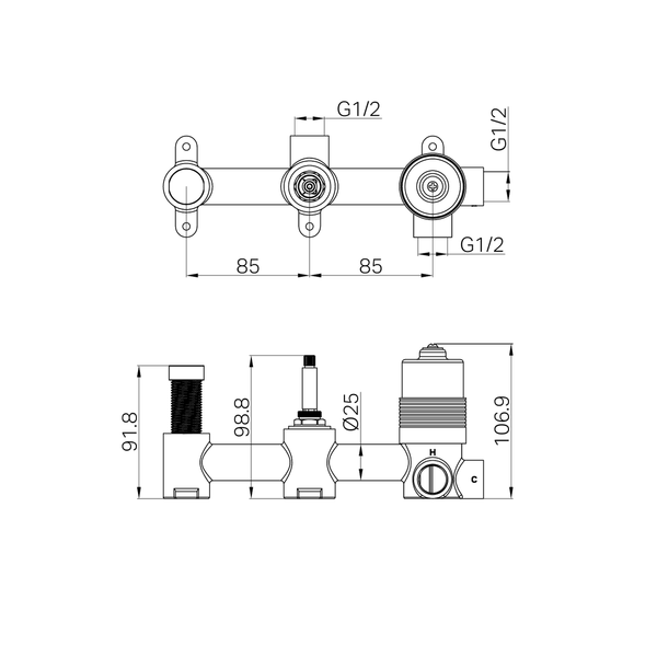 Nero Premium 35Mm Universal Shower System Body Only