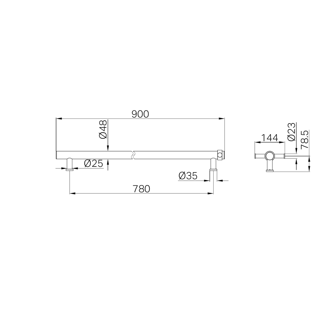 Nero Non-Heated Vertical Towel Rail 900Mm Graphite