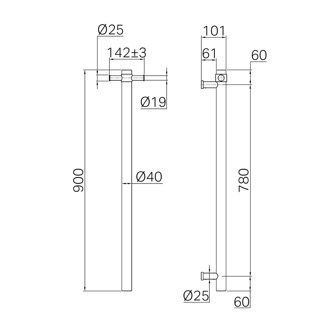 Nero Mecca 240V Single Vertical Heated Towel Rail Brushed Bronze