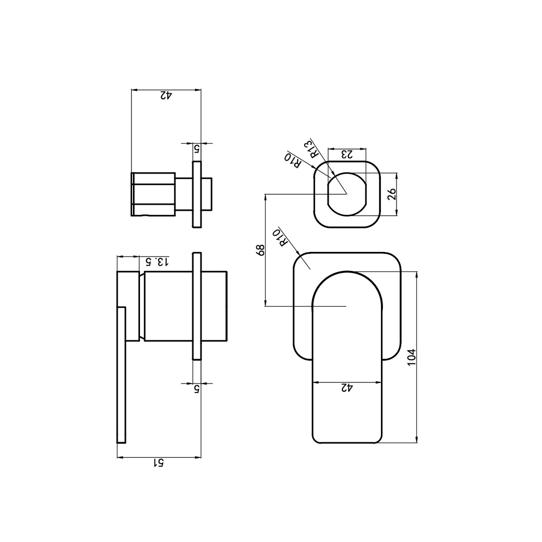 Aspire Nuovo Shower/Bath Mixer Diverter (Separate Plate) Brushed Brass