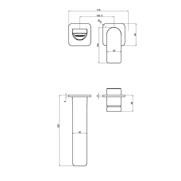 Aspire Nuovo Wall Basin/Bath Mixer (Separate Plate) Brushed Brass