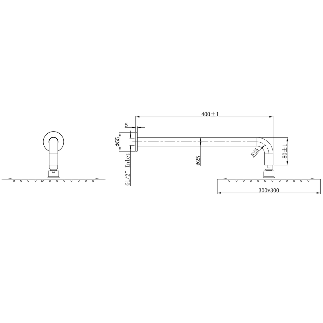 Aspire Nuovo Shower Twinner 300Mm Head Brushed Brass