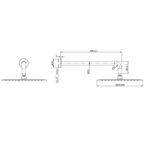 Aspire Nuovo Shower Twinner 300Mm Head Brushed Nickel