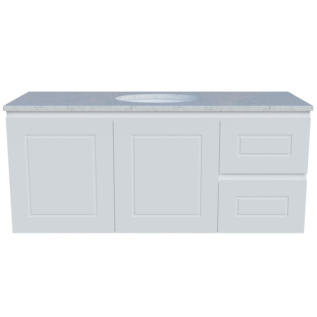 Timberline Nevada Classic Vanity 1200mm Right Wg Basin Silksurface Uc Top Wall