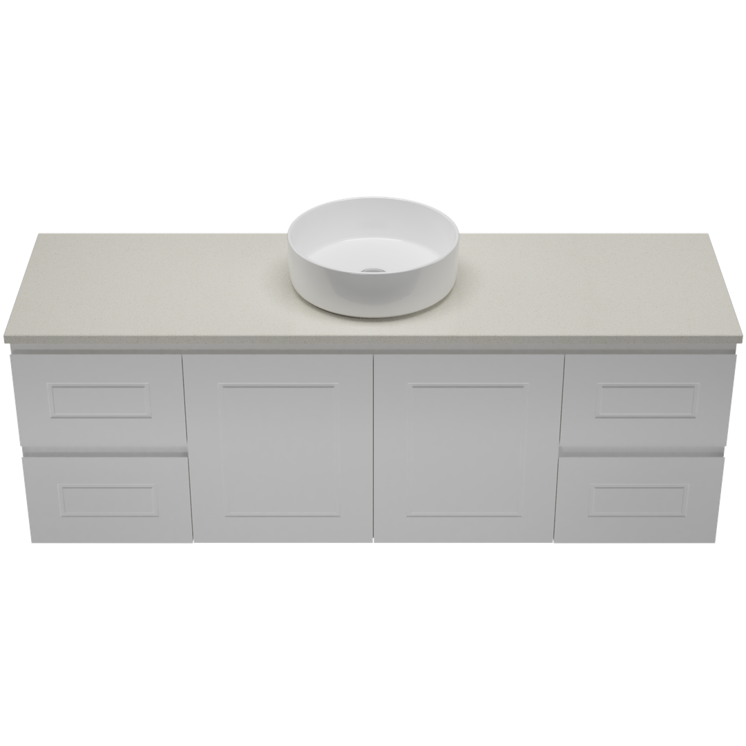 Timberline Nevada Classic Vanity 1500mm Right Wg Basin Silksurface Ac Top Wall