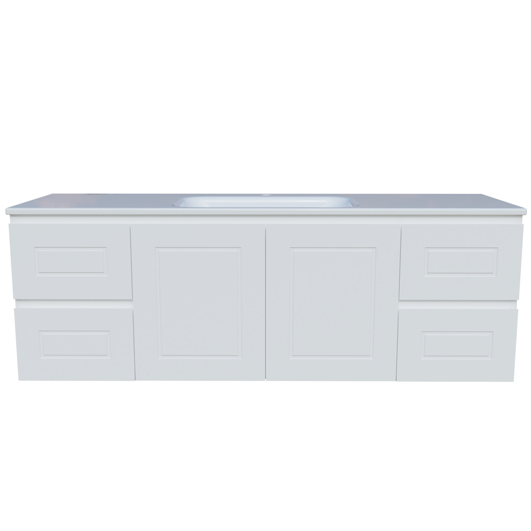 Timberline Nevada Classic Vanity 1500mm Centre Bowl Stadium Top Wall Hung