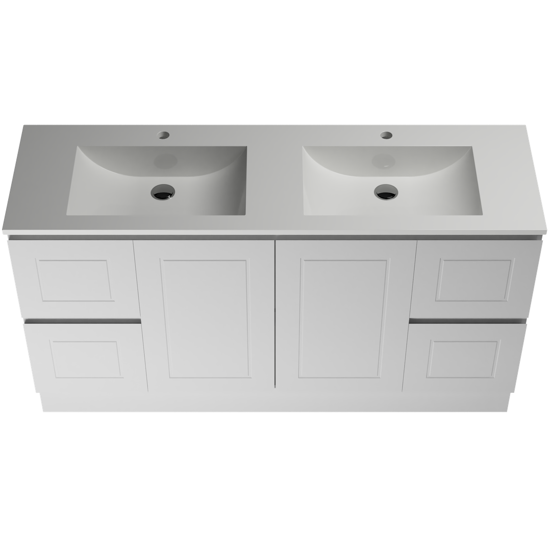 Timberline Nevada Classic Vanty 1500mm Double Bowl Regal Acrylic Top Floor Standing