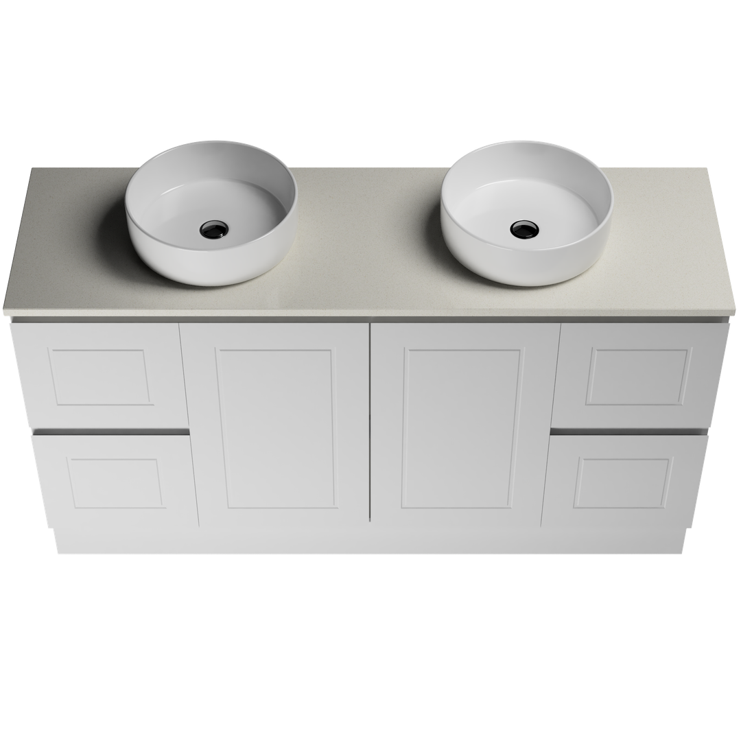 Timberline Nevada Classic Vanty 1500mm 2-Bwl 20mm Silk Top & Ceramc A/Countr Basn F