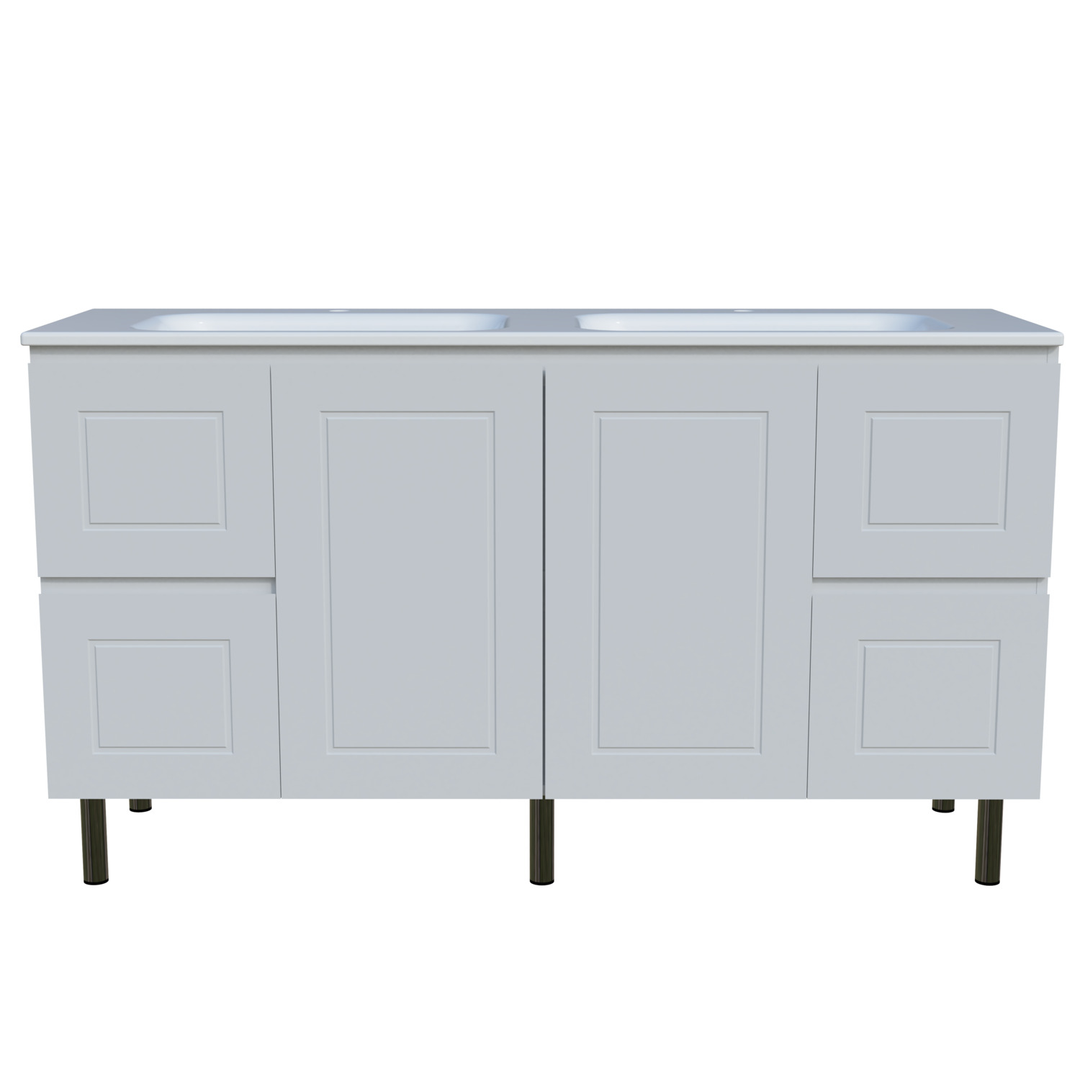 Timberline Nevada Classic Vanity 1500mm Double Bowl Stadium Top On Legs