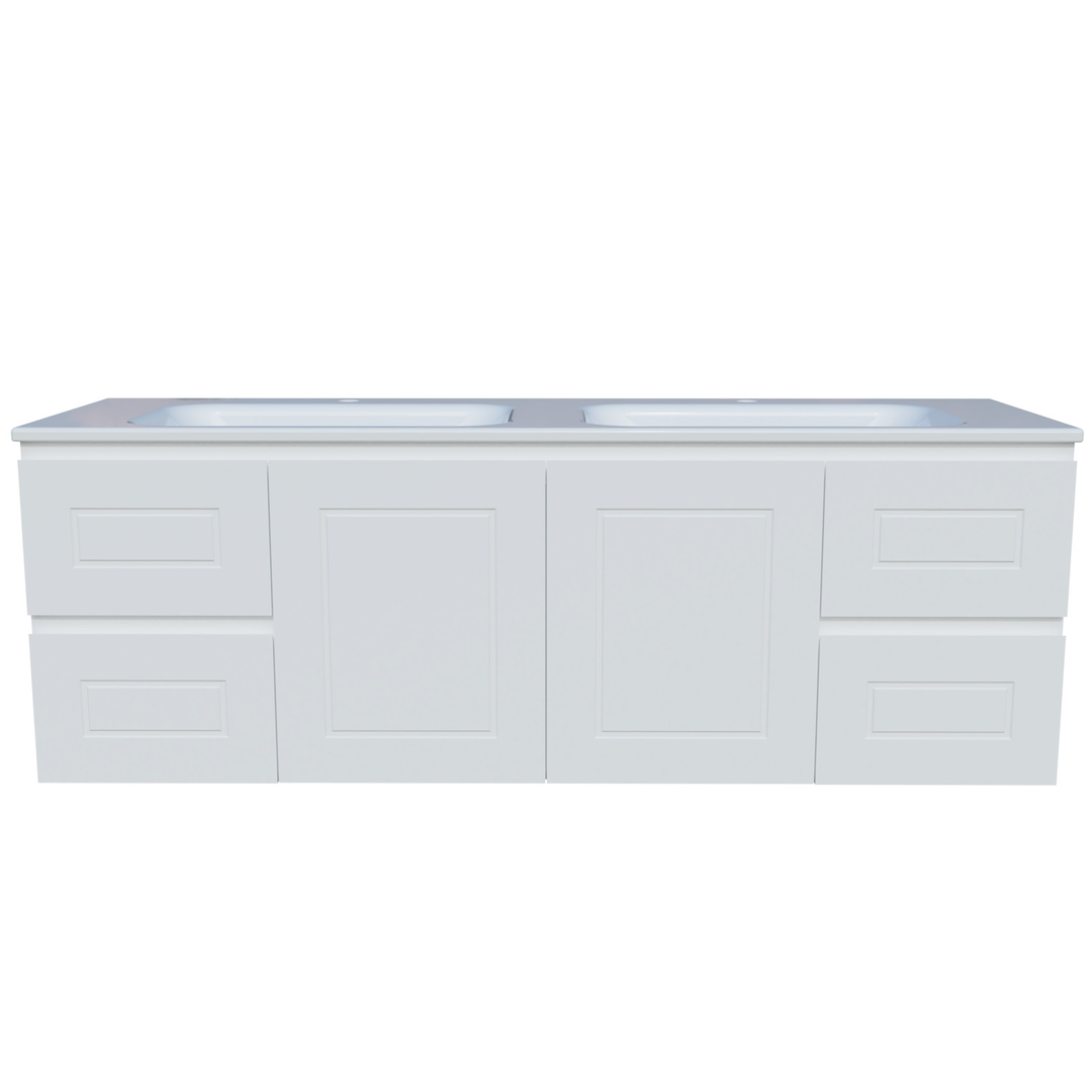 Timberline Nevada Classic Vanity 1500mm Double Bowl Stadium Top Wall Hung