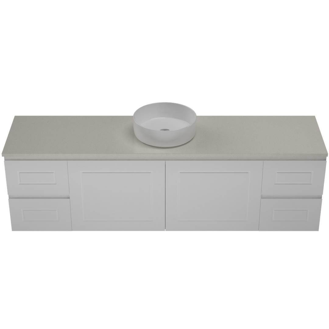 Timberline Nevada Classic Vanity 1800mm Left Wg Basin Silksurface Ac Top Wall