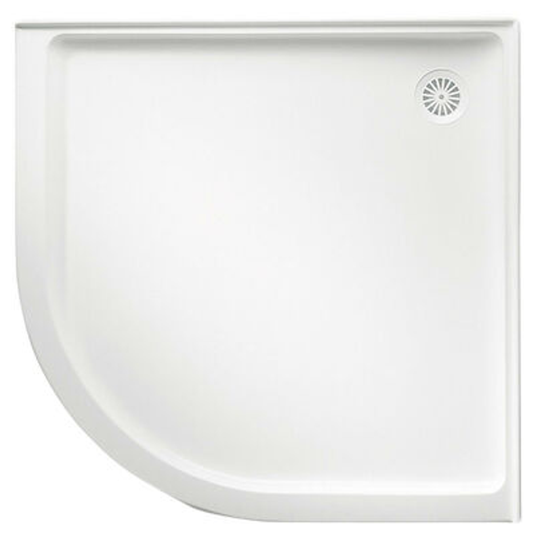 Oceano Stonelite Eco Base 900 X 900 Curved Corner Rear Outlet Chrome Waste