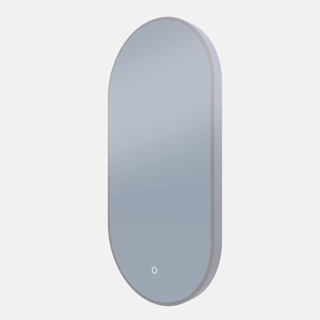 Remer O-Series Oblong Backlit Led Mirror With Demister Brits Nickel Frame