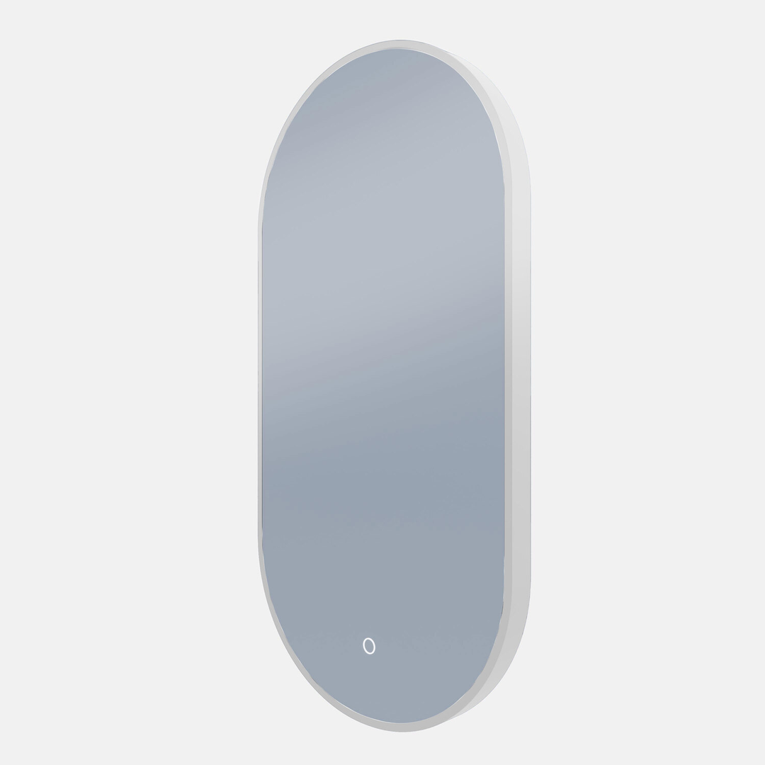 Remer O-Series Oblong Backlit Led Mirror With Demister Milano White Frame