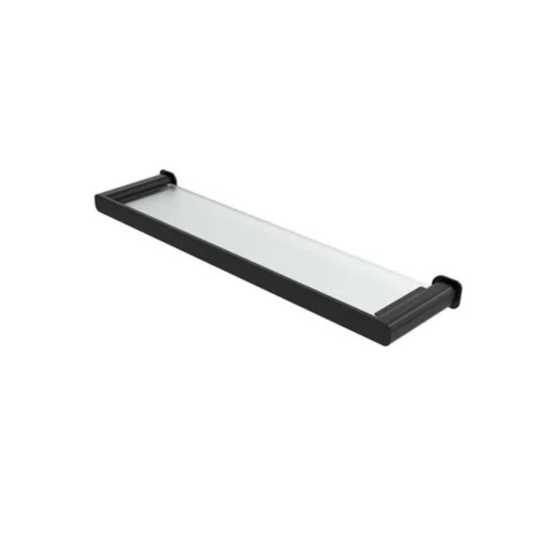 Otti Oskar Matte Black Metal & Glass Shelf