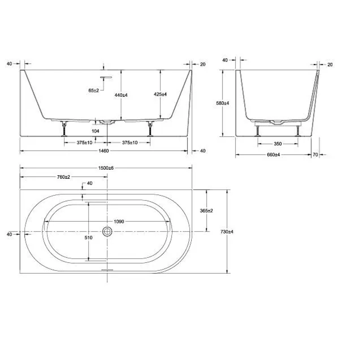 Oceano Adore 1500X730 Gloss Left Hand Corner Bath Includes White Overflow Waste Outlet