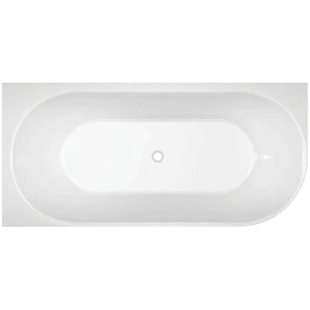 Oceano Adore 1700X750 Matte White L/H Corner Bath Includes White Overflow Waste Outlet