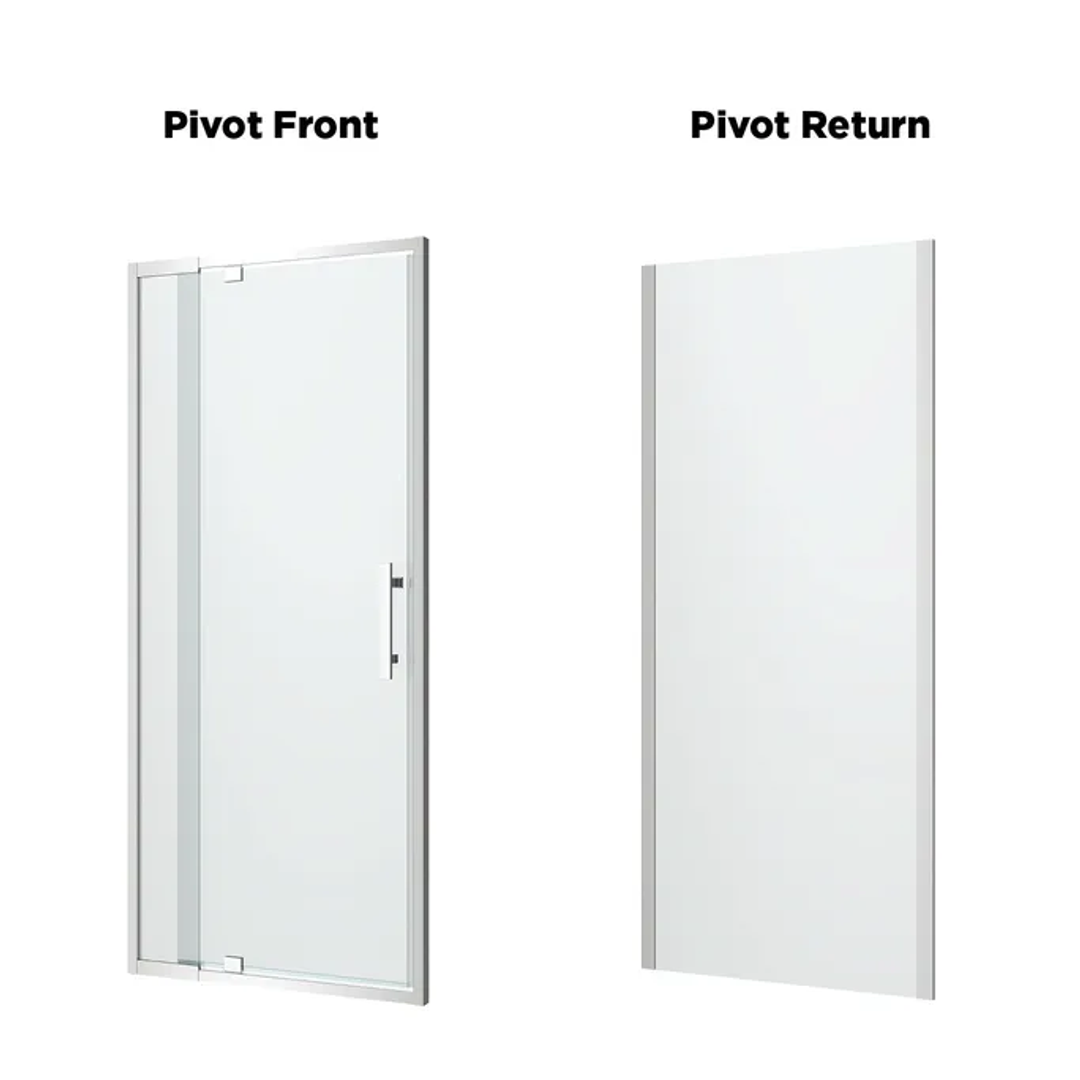 Oceano Louve Angle Pivot Neo Shower Screen Front Chrome 900 X 2000