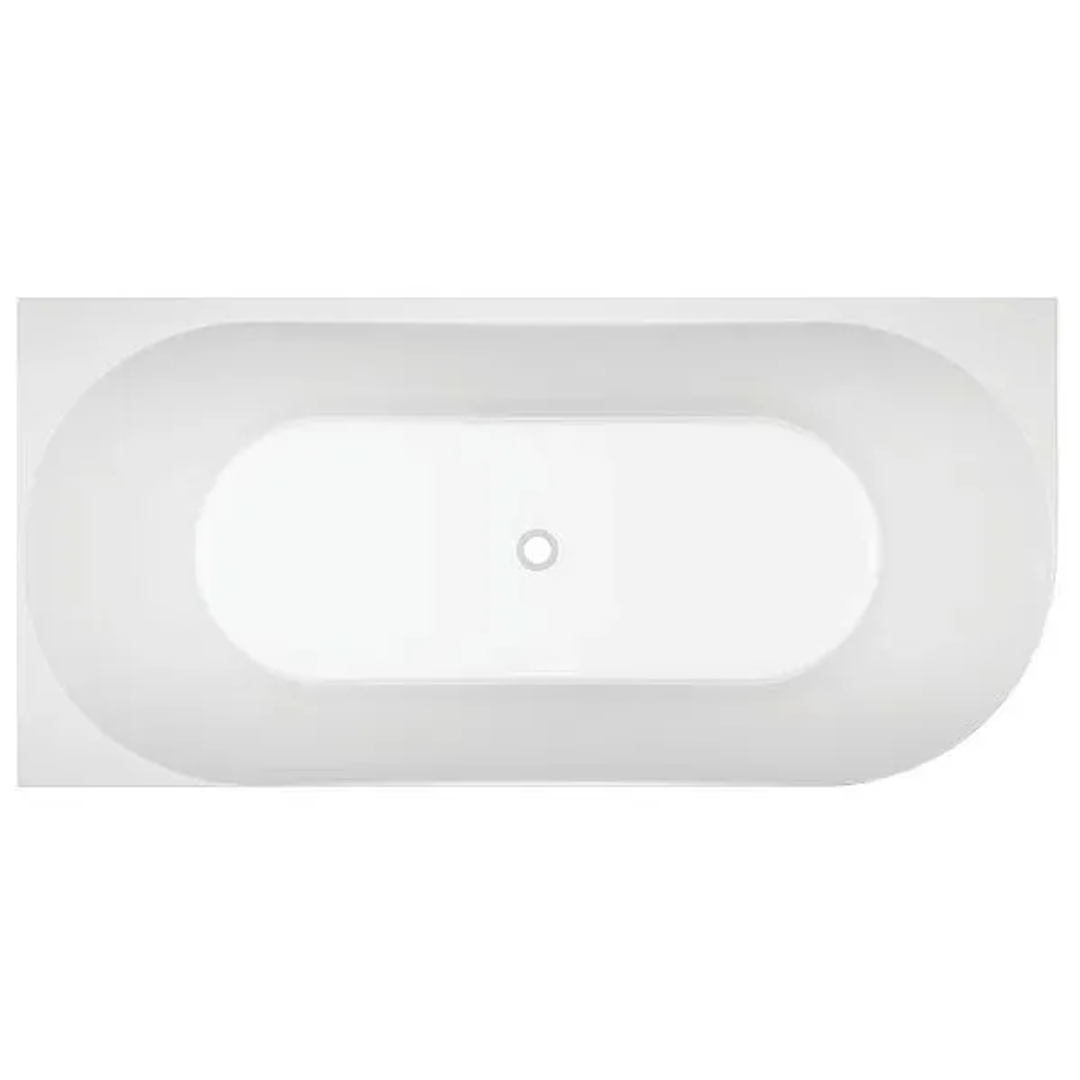 Oceano Stria 1700X800 Fluted Gloss White L/H Crn Bath Includes White Overflow Waste Outlet