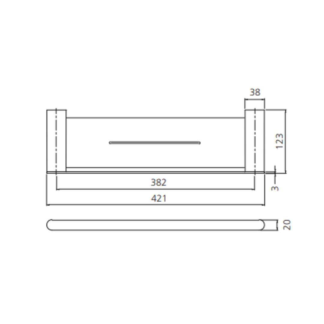 Oliveri MA891AF5 Madrid Metal Shelf 420mm Gunmetal