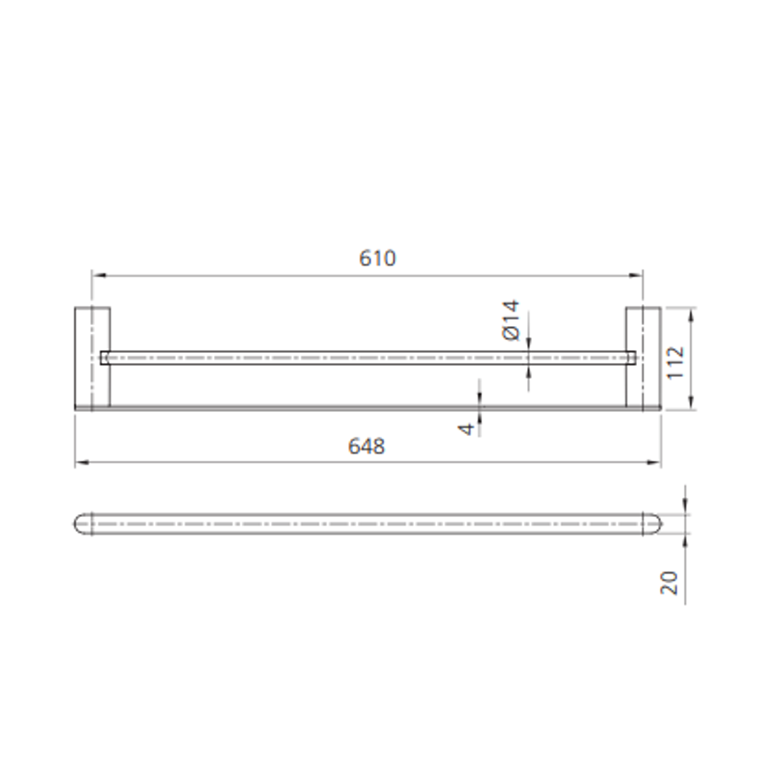 Oliveri MA824EF5 Madrid Towel Rail Dbl 650mm Gunmetal