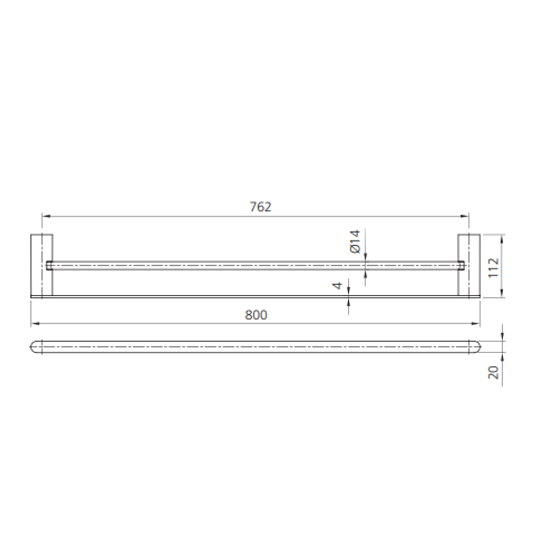 Oliveri MA830B26 Madrid Towel Rail Dbl 800mm Chrome
