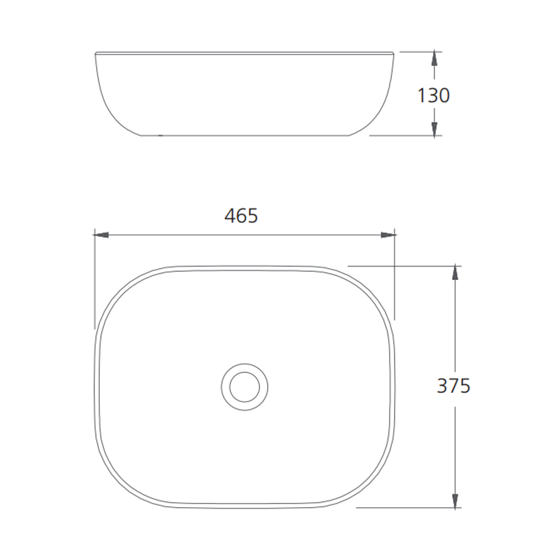 Oliveri Naples Black Line Counter Top Basin White