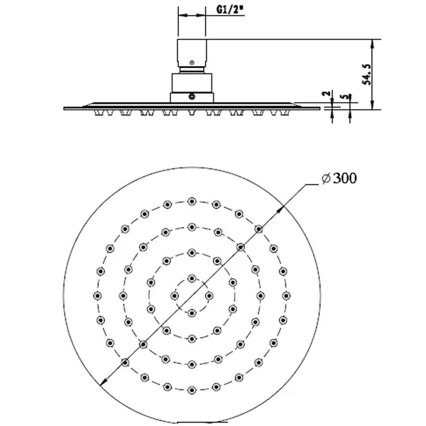Otti Stainless Shower Head Round 300 Black