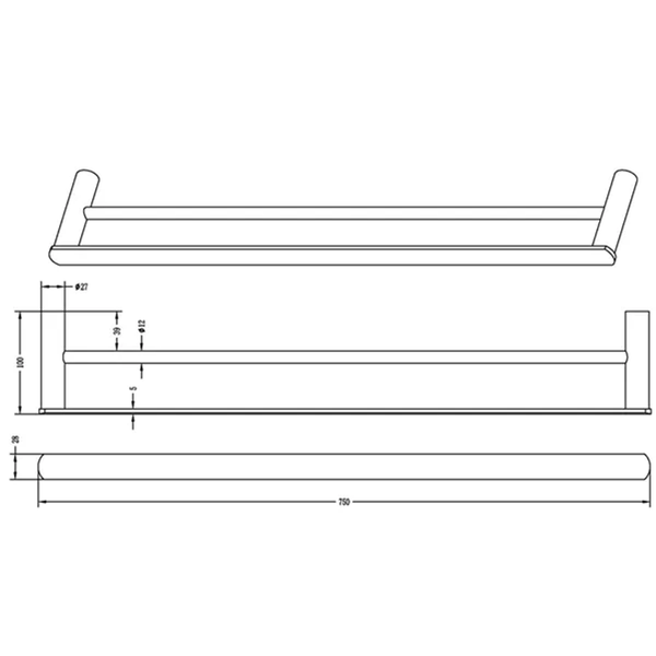 Otti Vetto Double Towel Rail 750Mm Gun Metal