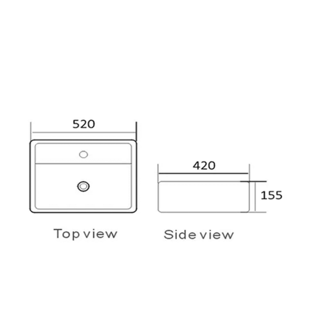 Otti Wall Hung Basin 1 Tap Hole W/Overflow Gloss White Dimension: 460*425*155