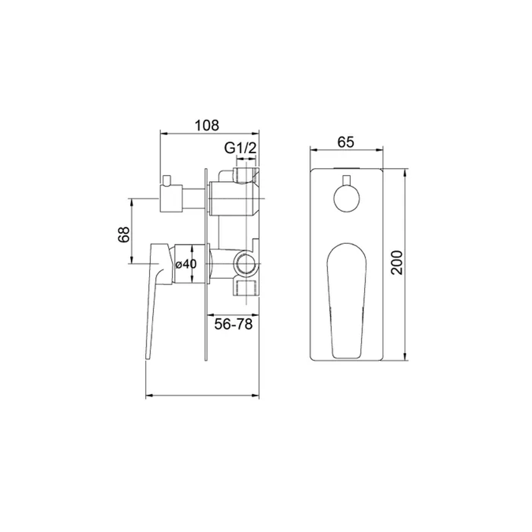 Otti Zevio Wall Diverter Mixer Gun Metal