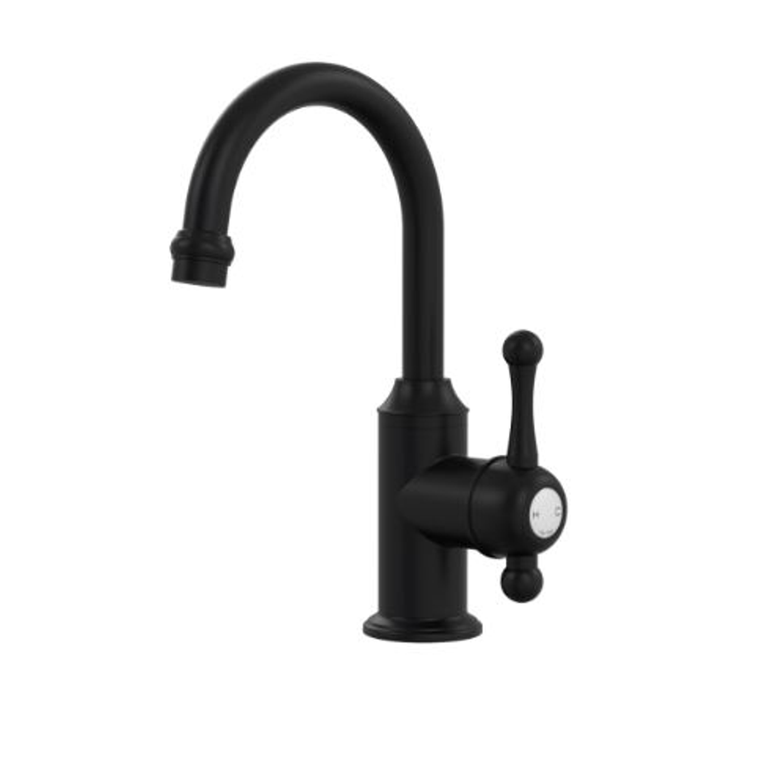 Par Tudor Basin Mixer 130Mm Gooseneck Swivel Matte Black