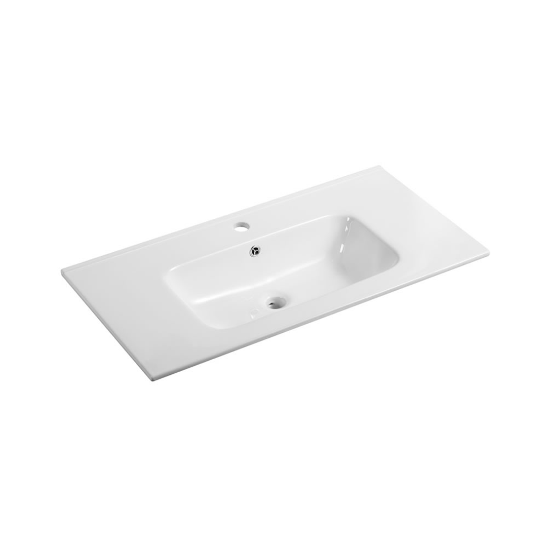 Bnk Naga Ceramic Vanity Top Soft Square Bowl Gloss White 1 Tap Hole 910X465X175Mm Pb 03090