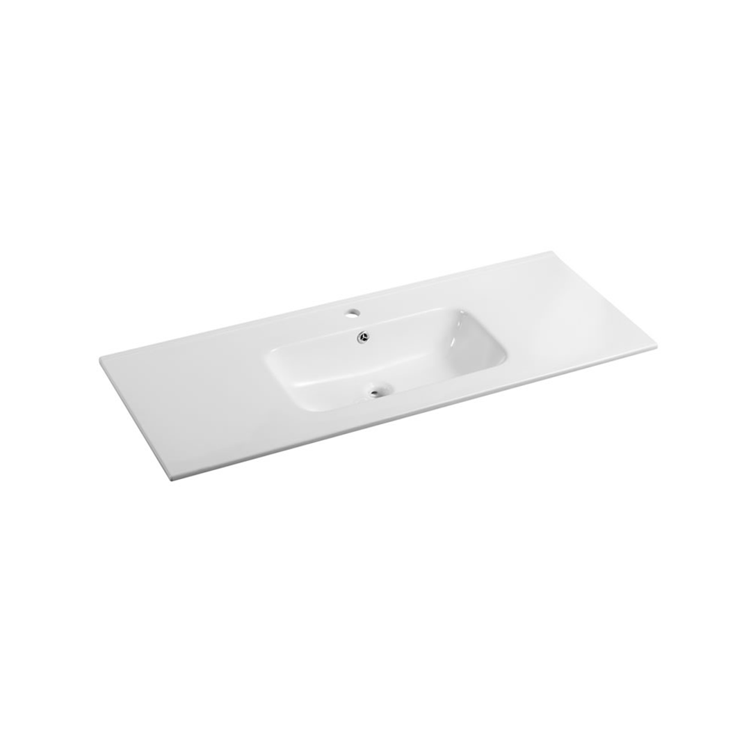 Bnk Naga Ceramic Vanity Top Soft Square Bowl Sglgloss White 1 Tap Hole 1210X465X175Mm Pb 03120S