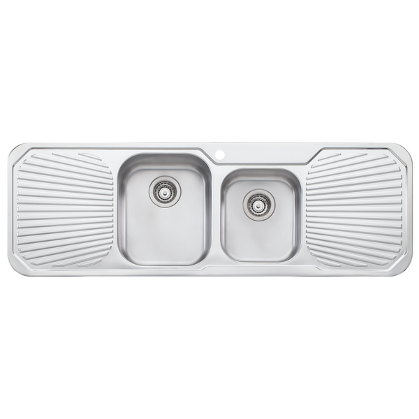 Oliveri Petite 1 & 3/4 Bowl Topmount Sink W Dbl Drainer 1 Tap Hole