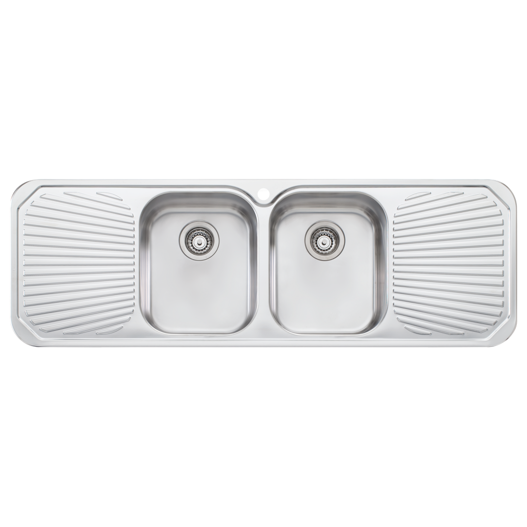 Oliveri Petite Double Bowl Topmount Sink W Dbl Drainer 1 Tap Hole